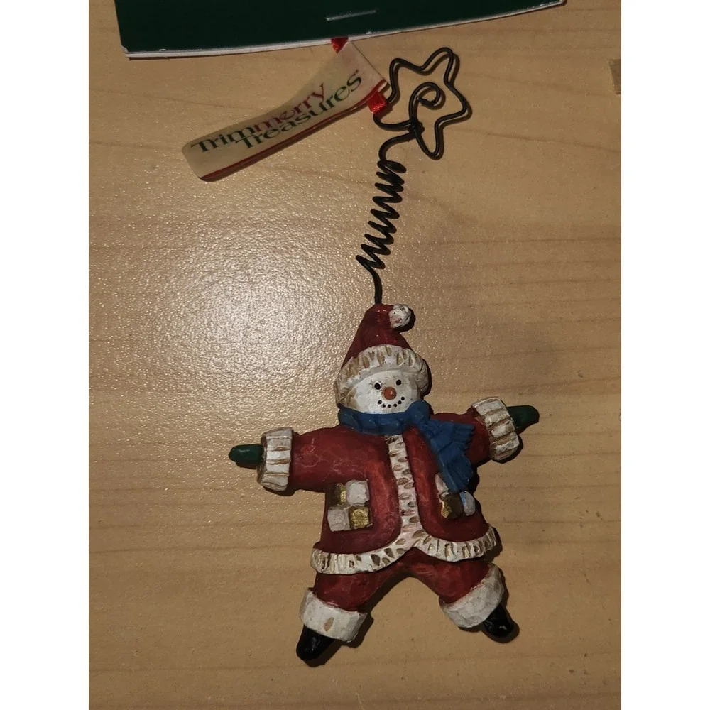 2 Trimmerry Treasures SNOWMAN & ANGEL Double Sided Resin Ornament 3.5